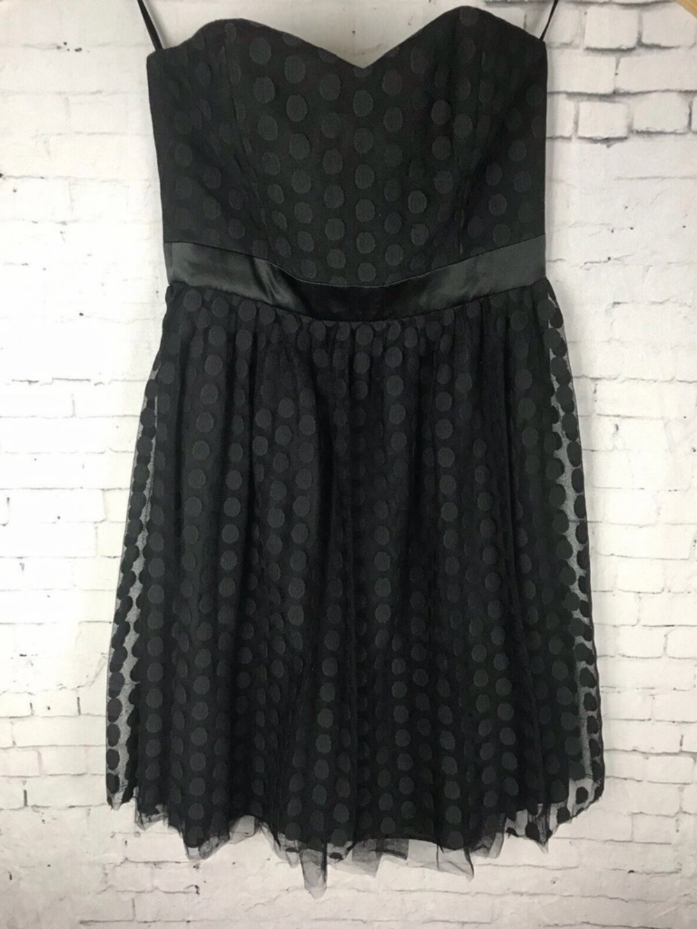 White House black market, Black Polka Dot Strapless A-Line Dress